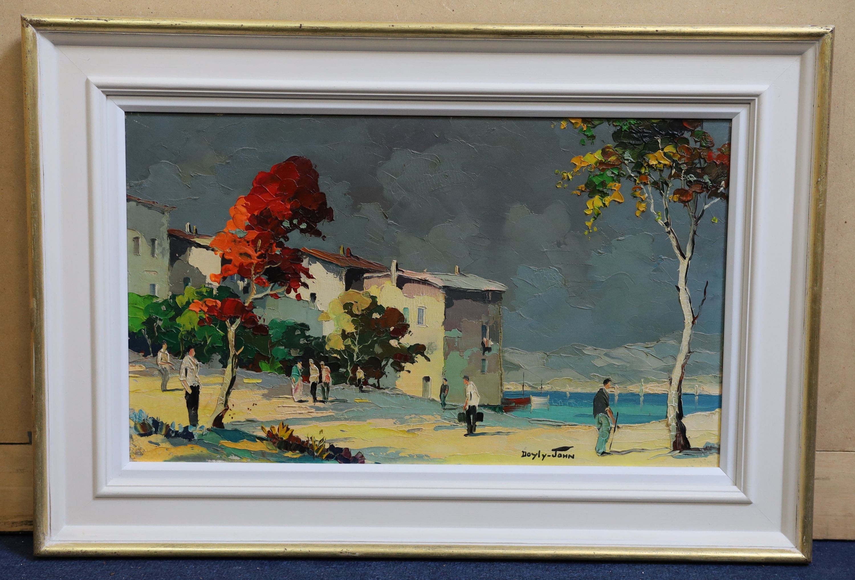 Cecil Rochfort Doyly-John (1906-1993), On the Mediterranean coast, oil on canvas, 30 x 50cm